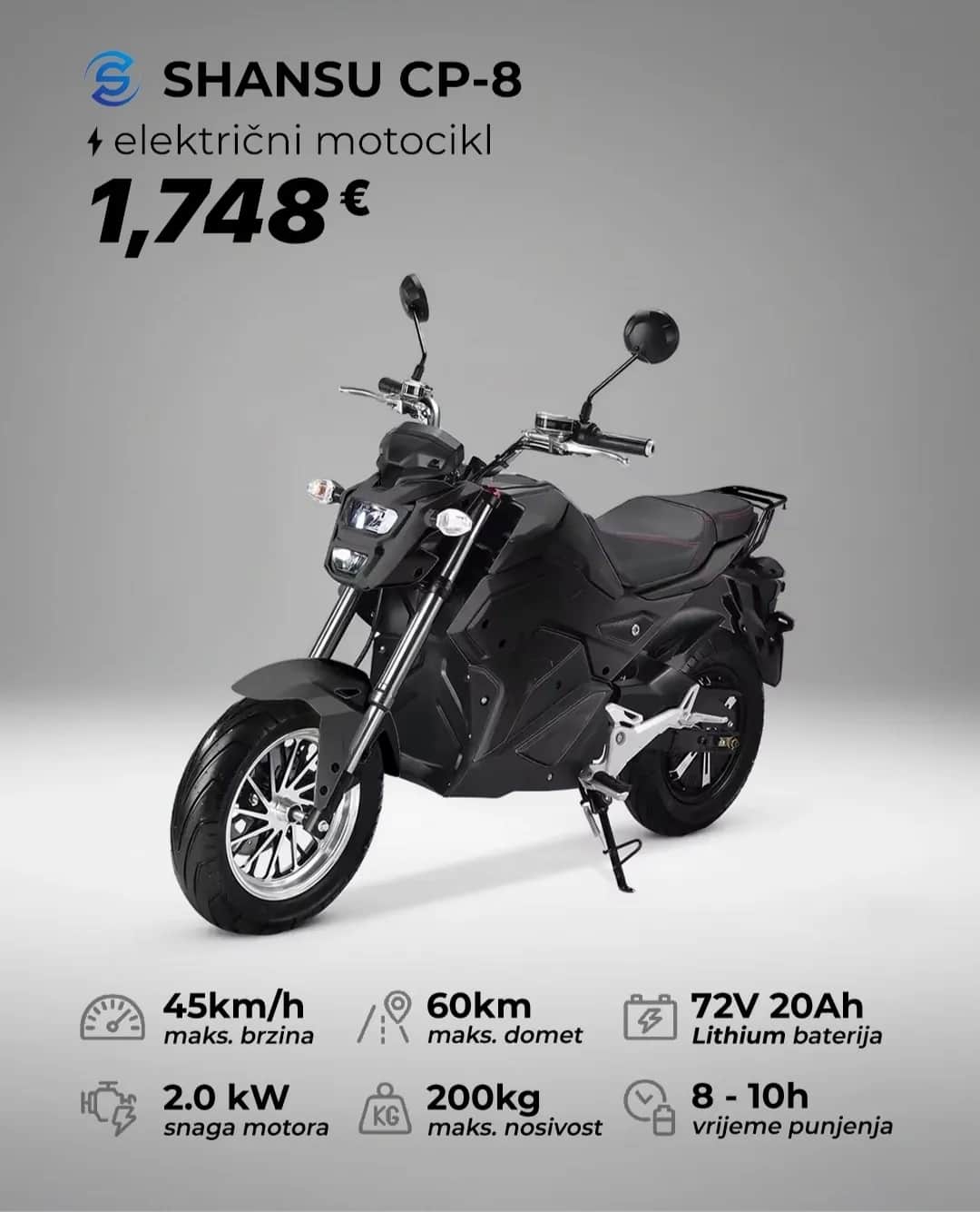 Shansu cp-8 Elektricni motocikl 