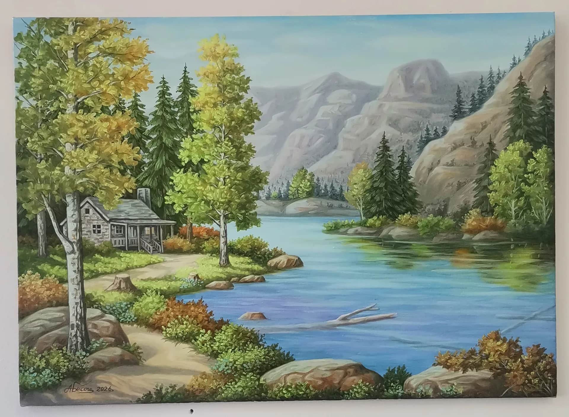 Motiv sa rijekom - ulje ,platno